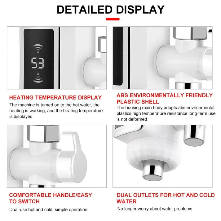 Grifo calentador de agua con pantalla