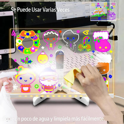Pizarra acrilica led usb con marcadores
