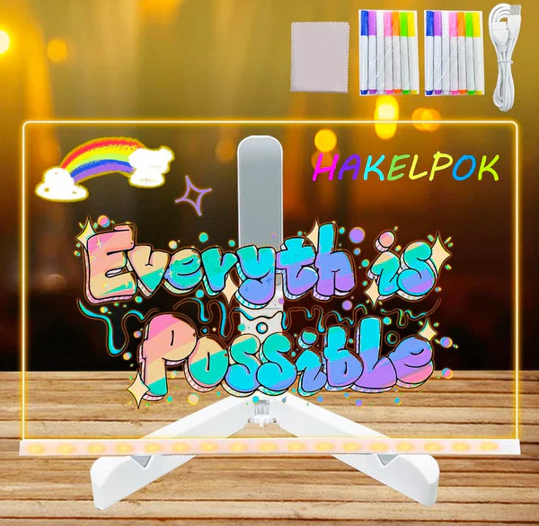 Pizarra acrilica led usb con marcadores