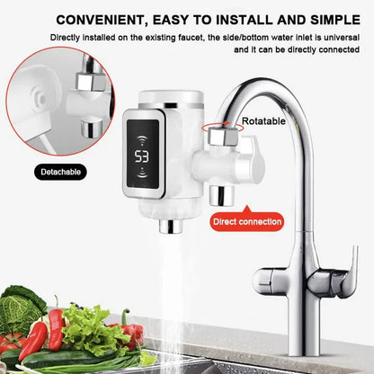 Grifo calentador de agua con pantalla