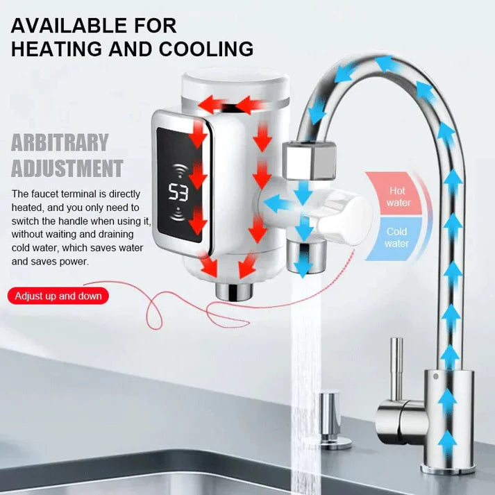 Grifo calentador de agua con pantalla